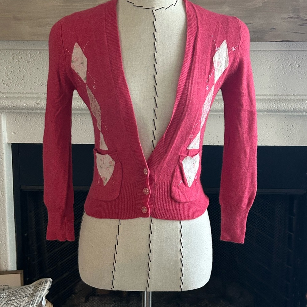 Rebecca Taylor Red Knit Cardigan Sweater